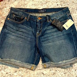 Biker style jean shorts
